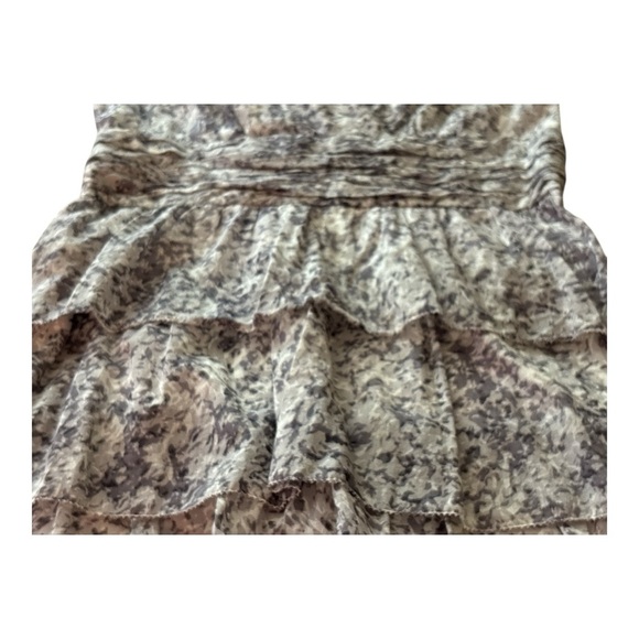 TALBOTS sleeveless dress, gray & subtle violet, lined, fit and flare, tiers. - Picture 6 of 8